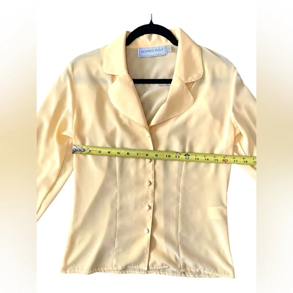 Howard Wolf Vintage Button-Up Blouse – Yellow, Classic Career Shirt, SZ: 2